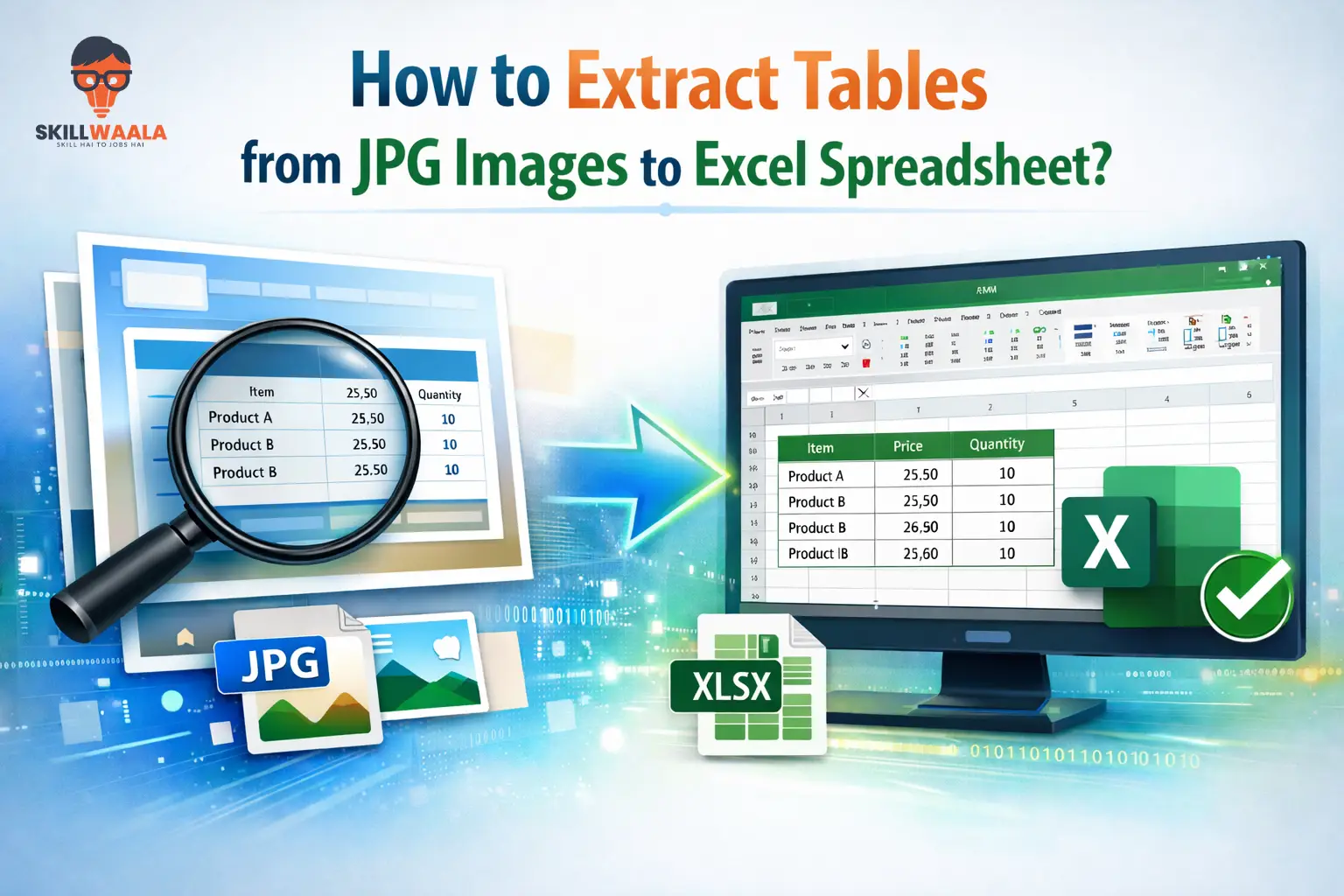 Extract Tables from JPG images to Excel Spreadsheet - Easy Methods