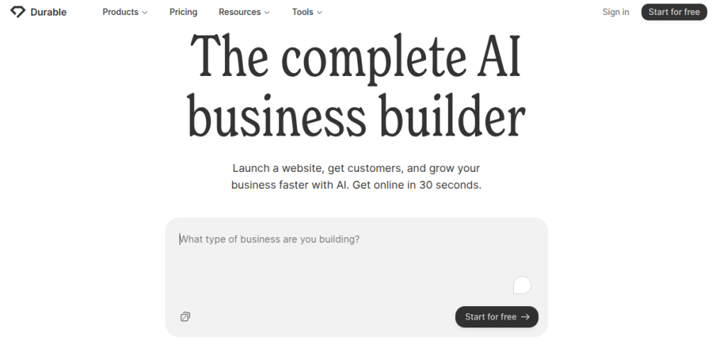 durable ai business builder tool.png