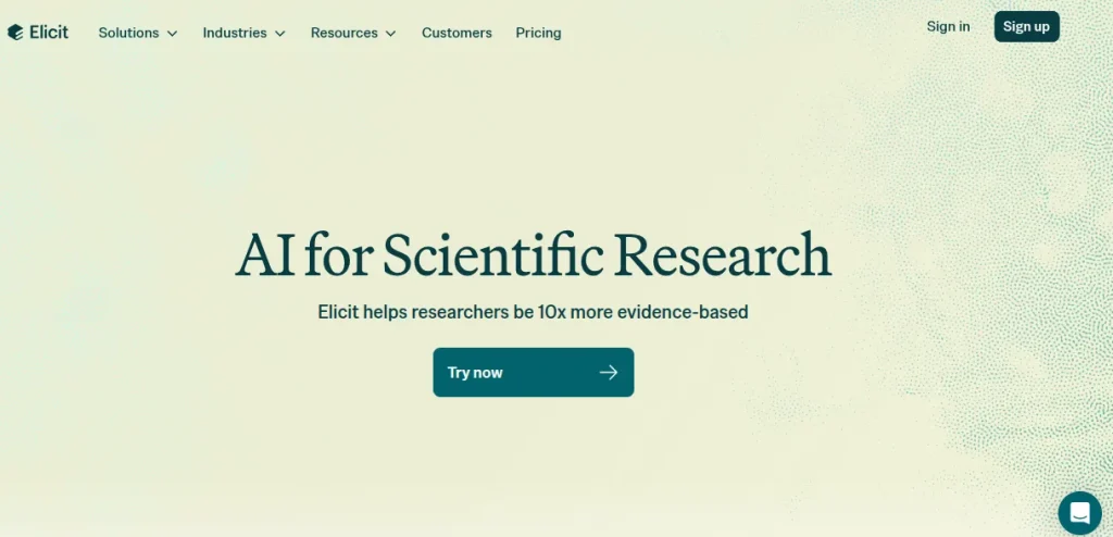 elicit for scientific research ai tool