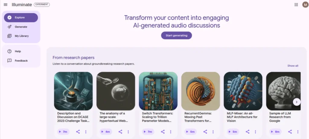 Google Illuminate: Best for Research-Based Podcasts