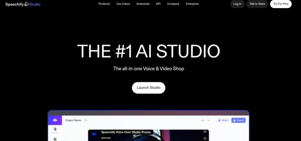 Speechify Studio: Best for Fast AI Voiceovers