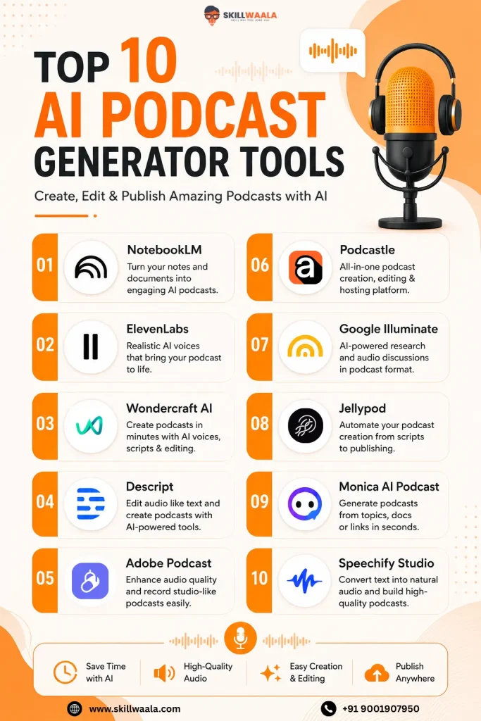 top 10 ai podcast generator tools