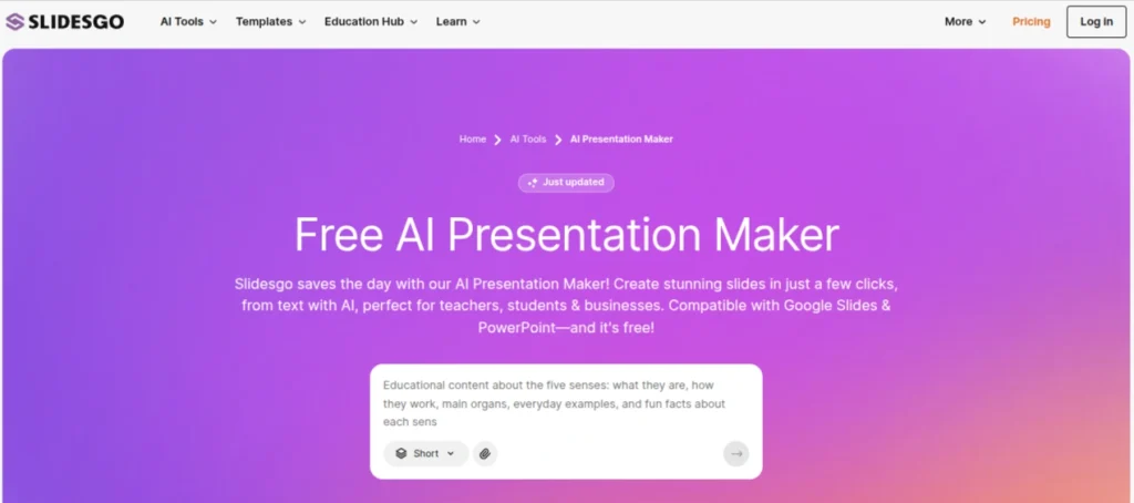 Slidesgo AI presentation maker