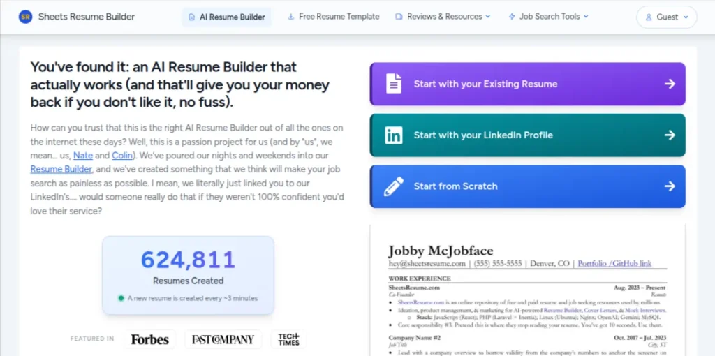 AI-Resume-Builder sheet resume