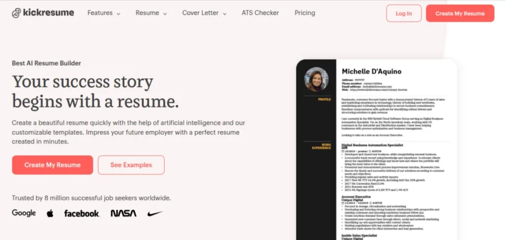 Kickresume-Best Online Resume Cover Letter