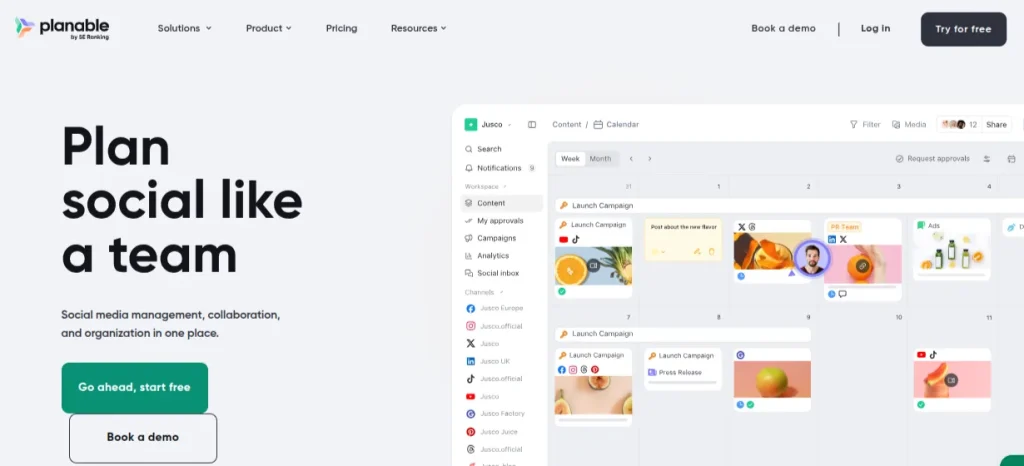 Planable ai social media management tool