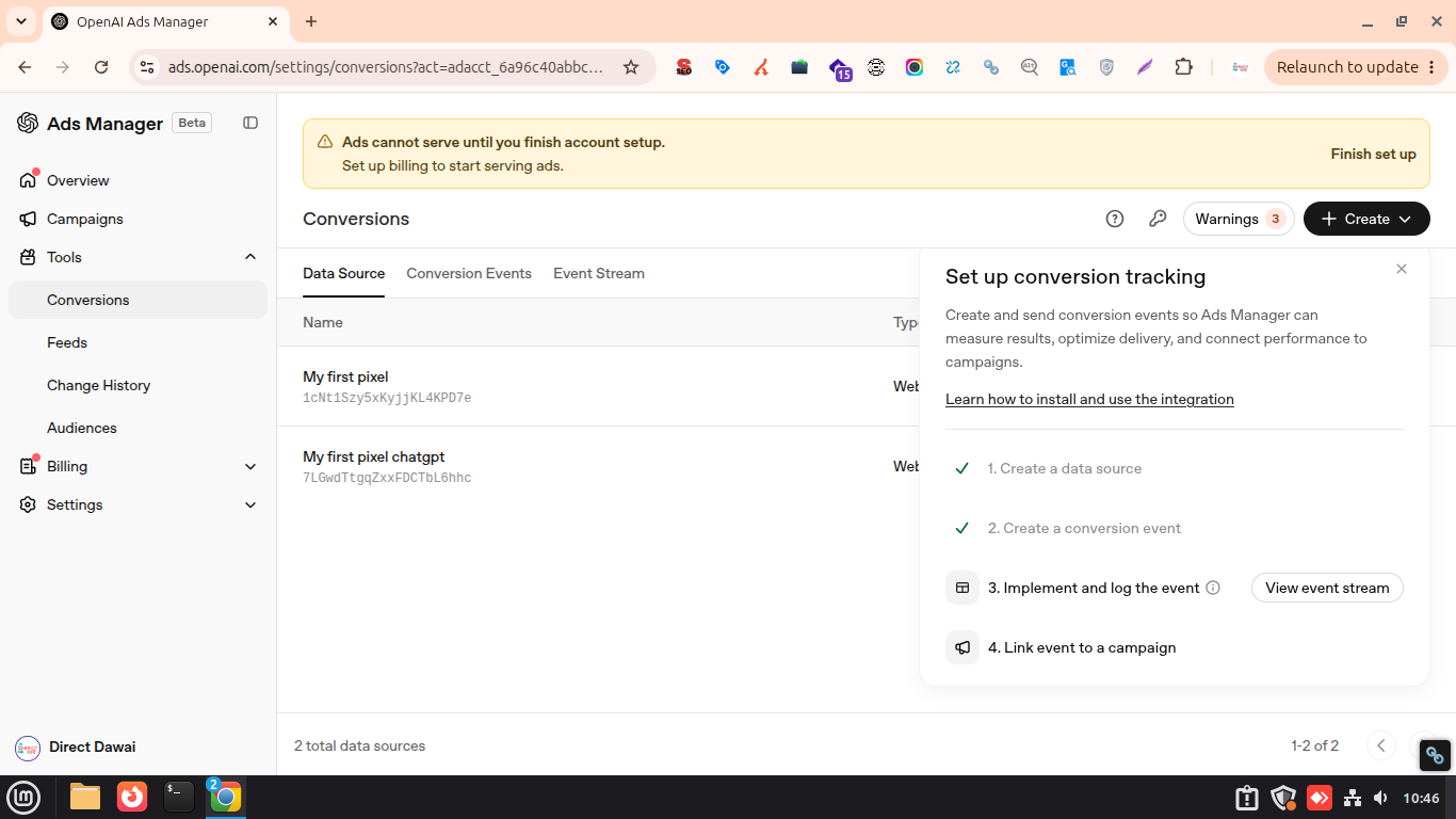 setup conversion tracking in chatgpt ads