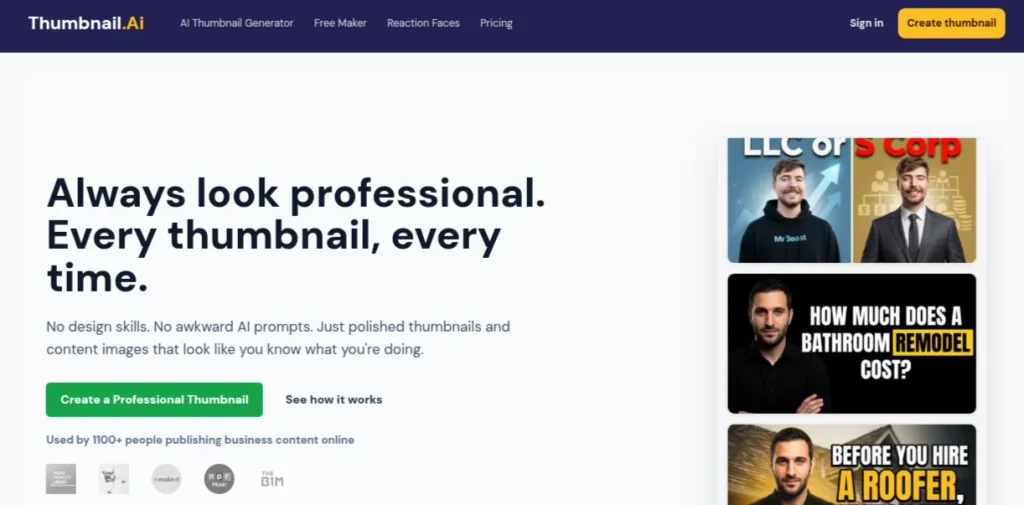 Thumbnail AI-Professional Thumbnails Without a Designer